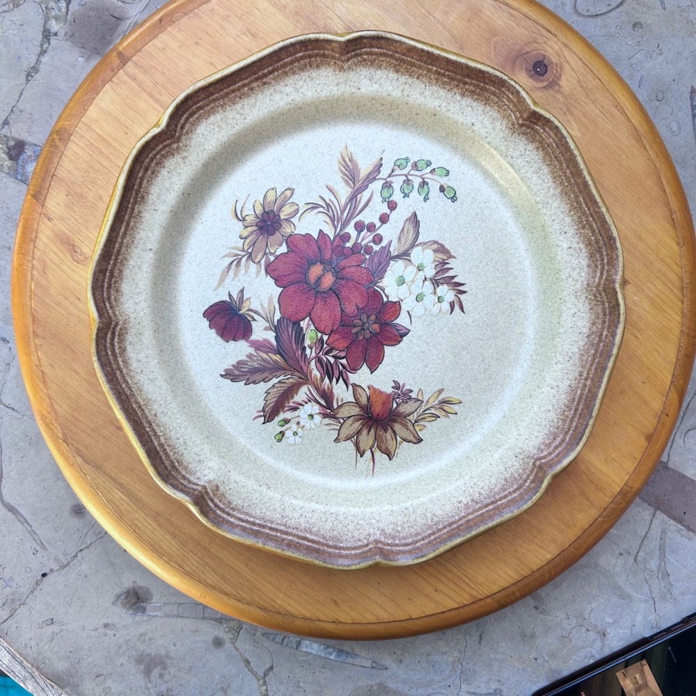 Vintage Autumn Glory Whole Wheat Chop Plate Large Round Platter Brown Mikasa